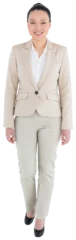 Photo sur Plexiglas Lieux asiatiques Digital png photo of smiling asian businesswoman walking on transparent background