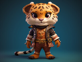 A Cute 3D Cheetah Dressed Up as a Pirate