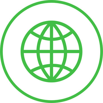Digital png illustration of green globe in circle with copy space on transparent background