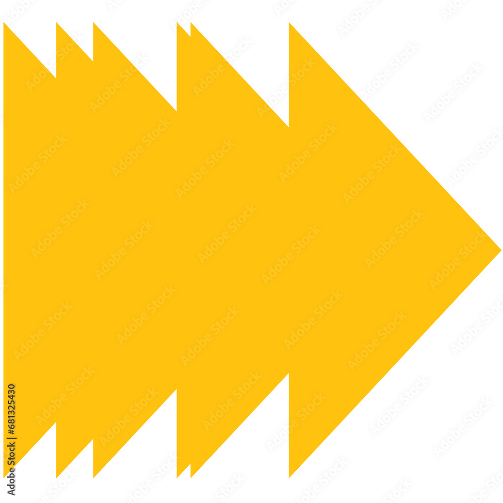Poster digital png illustration of yellow arrow pointing right with copy space on transparent background