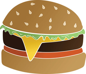 Digital png illustration of hamburger on transparent background