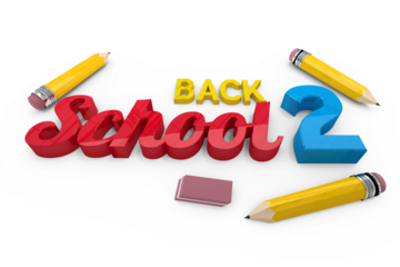 Digital png illustration of back to school text on transparent background