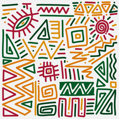 African ethnic tribal clash ornament vector abstract pattern simple hand drawn background