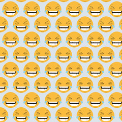 Digital png illustration of colourful pattern of repeated smiling emoji on transparent background