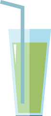 Digital png illustration of glass with straw and lemonade on transparent background
