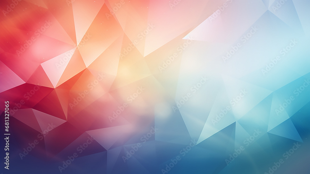 Wall mural polygonal blue light and red gradient background abstract triangles.
