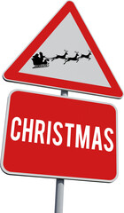 Digital png illustration of red signpost with christmas text on transparent background © vectorfusionart