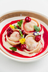 ukrainian traditional dish - dumplings with cherry