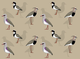 Bird Southern Lapwing Cartoon Cute Seamless Wallpaper Background