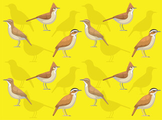 Bird Hornero Cartoon Cute Seamless Wallpaper Background