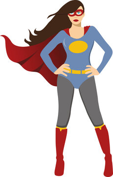 Digital png illustration of female superhero on transparent background