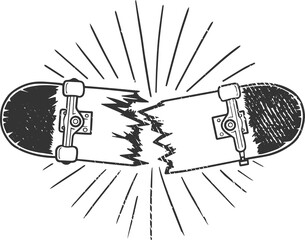 Digital png illustration of broken skateboard on transparent background © vectorfusionart