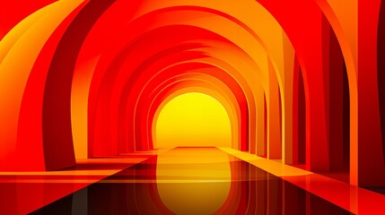 オレンジ色の神秘的なトンネル - obrazy, fototapety, plakaty