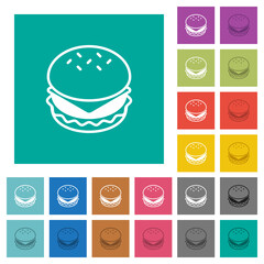 Cheeseburger square flat multi colored icons