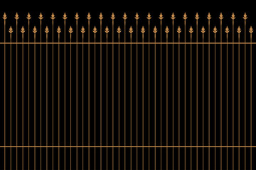 Ornate of vintage style pattern. Design classic of vertical stripes gold on black background. Design print for textile, trellis, railling, architecture, interior, fence, textile, wallpaper. Set 112 - obrazy, fototapety, plakaty