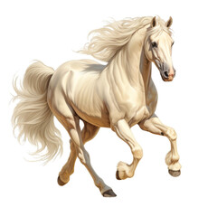 Obraz na płótnie Canvas A Majestic Gallop: A Graceful White Horse Running Free on a Blank Canvas . Transparent background cutout. PNG file
