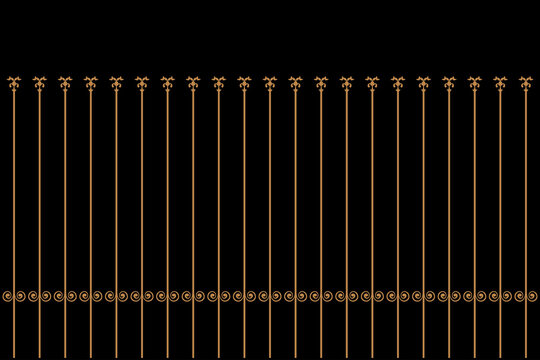 Ornate of vintage style pattern. Design classic of vertical stripes gold on black background. Design print for textile, trellis, railling, architecture, interior, fence, textile, wallpaper. Set 111