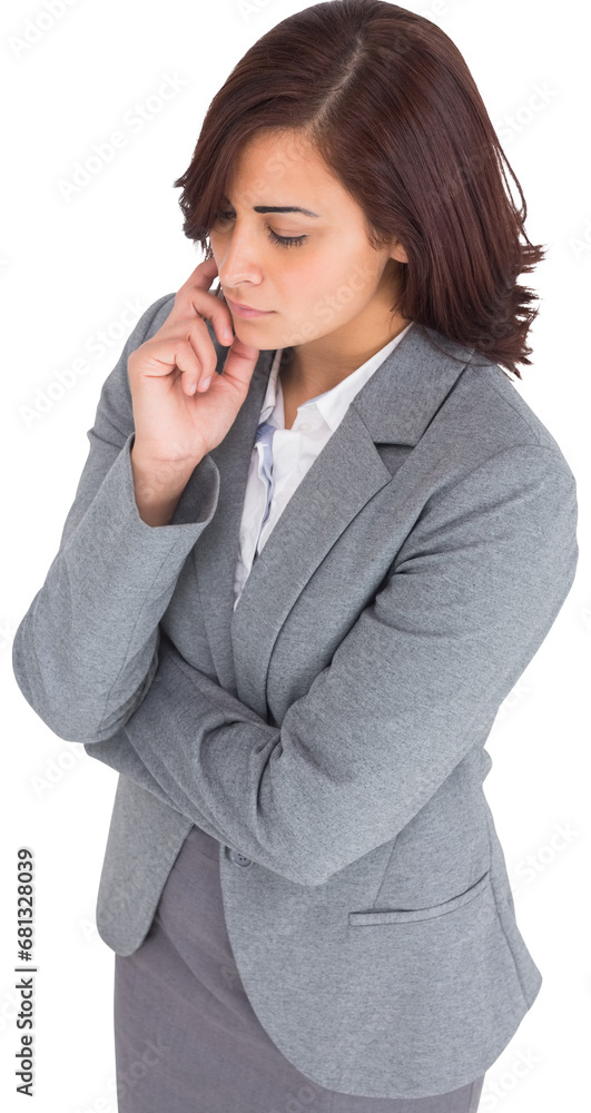 Poster Digital png photo of biracial businesswoman standing on transparent background