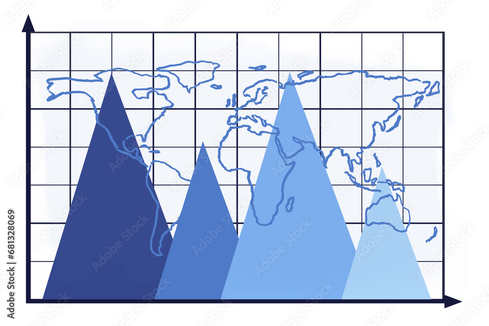Poster digital png illustration of map of world with chart on transparent background