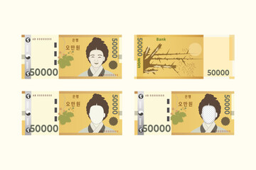 Hand drawn korean money vector illustration - obrazy, fototapety, plakaty