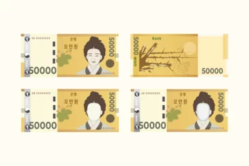 Fotobehang Hand drawn korean money vector illustration © DDK