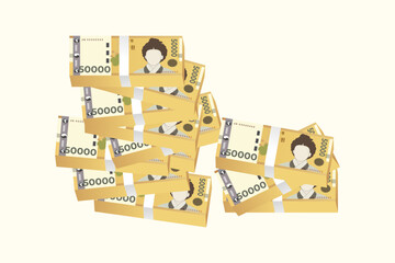 Hand drawn korean money vector illustration