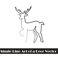 Single Line Art of a Deer Vector Creative Concept: Majestic Simplicity in One Continuous Stroke 