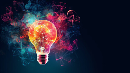 creative idea concept bright multicolor light bulb innovation.