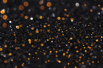 Glitter vintage lights background, light silver and black