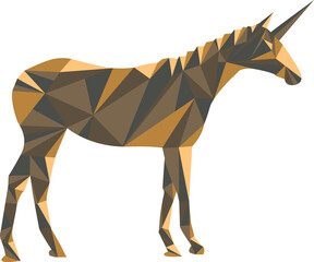 Obraz premium Digital png illustration of yellow and brown unicorn on transparent background