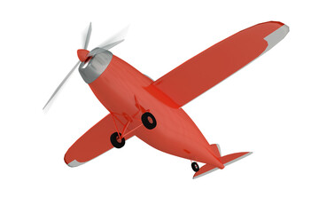 Digital png illustration of red plane with copy space on transparent background