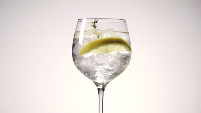 cocktail alcohol gin and tonic isolated on a white background.