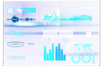 Digital png illustration of digital interface with charts on transparent background