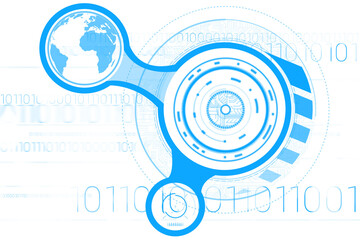 Digital png illustration of digital interface with globe on transparent background