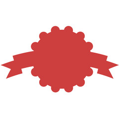 Digital png illustration of red badge with copy space on transparent background