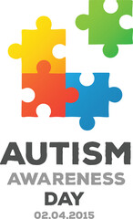 Digital png illustration of colourful puzzle with autism awareness text on transparent background