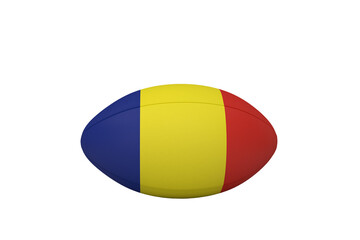 Digital png illustration of rugby ball with flag of chad on transparent background