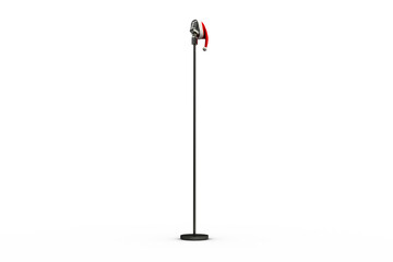 Digital png illustration of stage microphone with santa claus hat on transparent background
