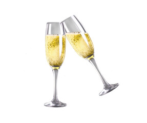 Digital png illustration of glasses with champagne on transparent background