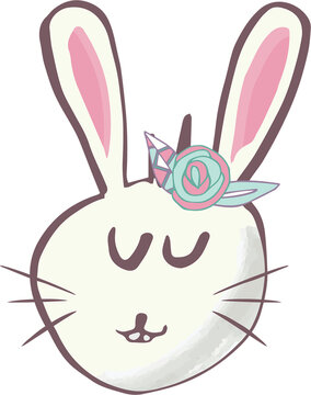 Digital png illustration of rabbit face on transparent background
