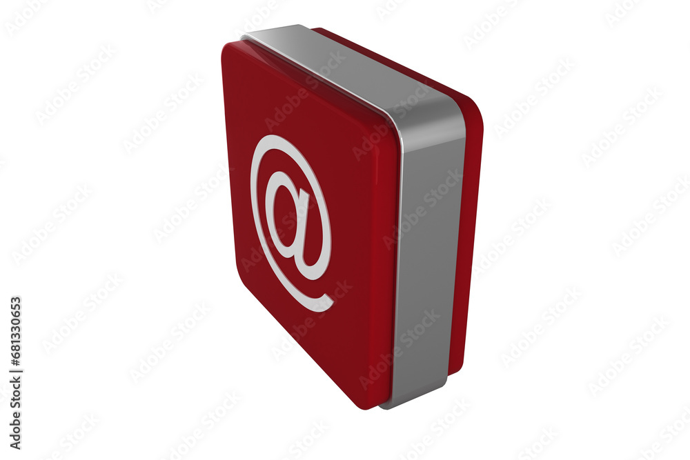 Poster digital png illustration of red cube with mail symbol on transparent background