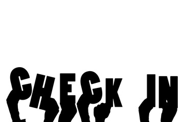 Digital png illustration of hands with check in text on transparent background