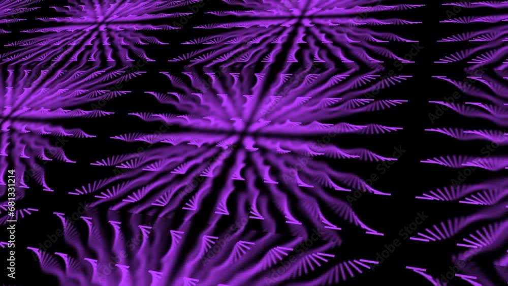 Poster abstract digital surface divided into squares with purple spirals. animation. rows of many narrow tw