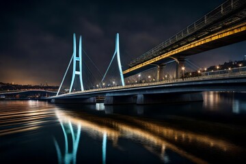 Fototapeta na wymiar bridge over the river at night