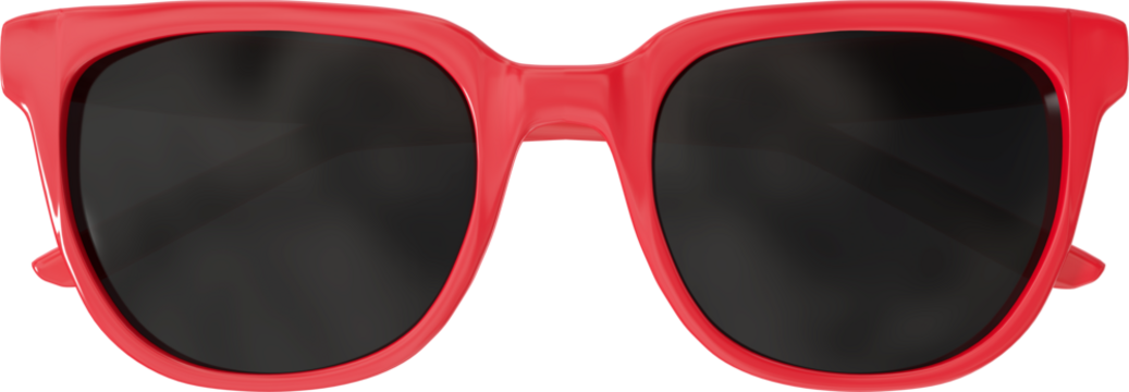 Digital png illustration of red sunglasses on transparent background