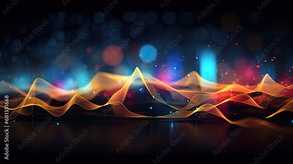 Poster data technology futuristic illustration. mountain of bright particles. technological 3d. big data vi