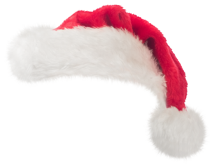 Digital png illustration of red santa's hat on transparent background
