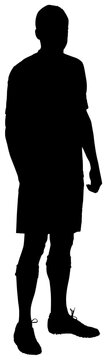 Digital png silhouette of sportsman in sportswear standing on transparent background