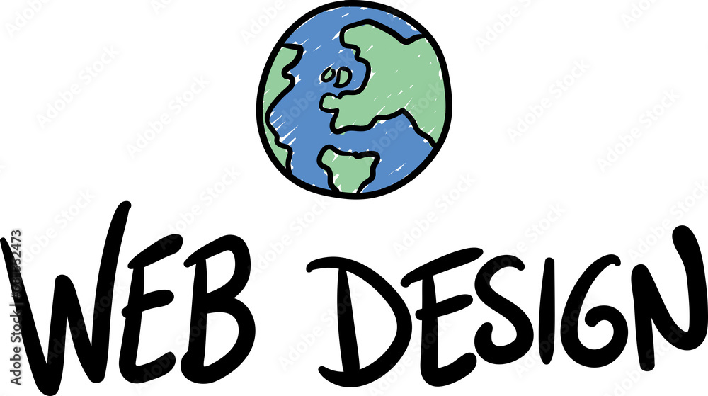 Poster digital png illustration of web design text with earth on transparent background