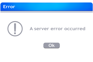 Digital png illustration of error window with a server error occurred text on transparent background